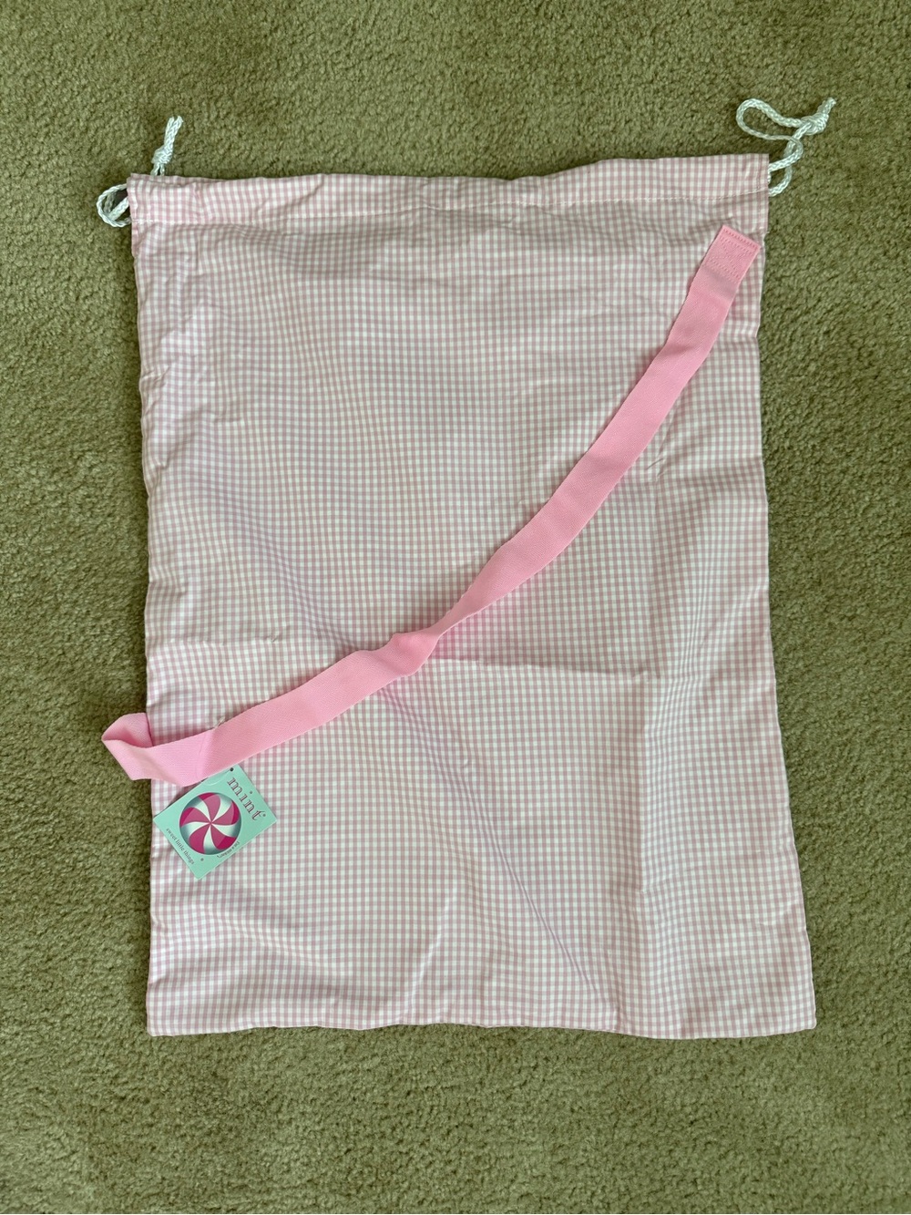Oh Mint Pink Gingham Hold All Drawstring Duffel (1/2)